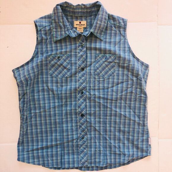 PRISTINE Vintage Womens Large Woolrich Sleeveless Button Down Shirt - Picture 1 of 6